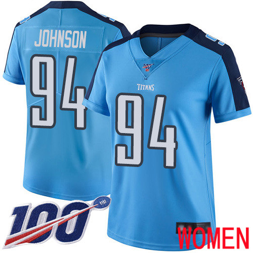Tennessee Titans Limited Light Blue Women Austin Johnson Jersey NFL Football 94 100th Season Rush Vapor Untouchable